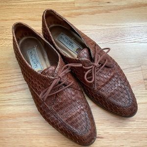 Vintage Woven Leather Oxfords - 8.5